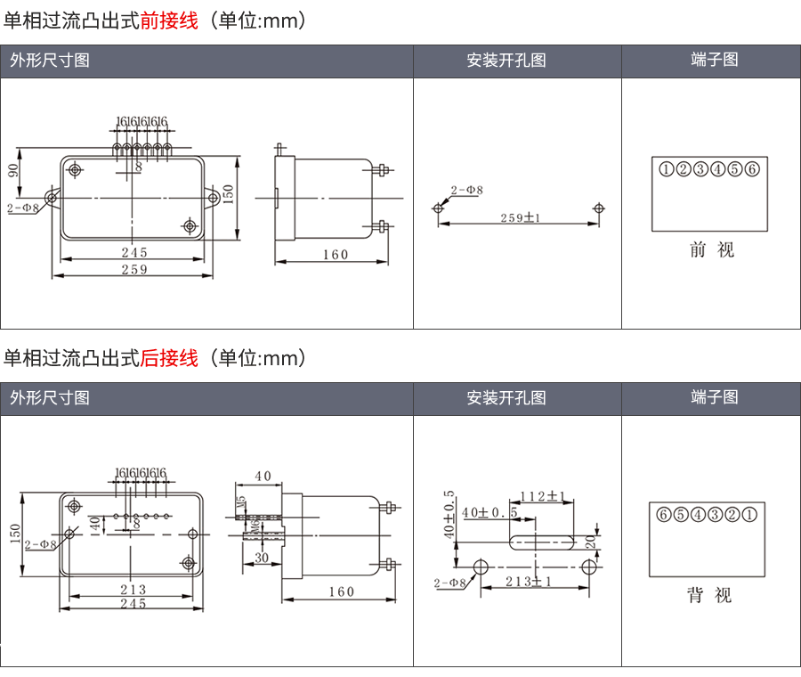 JGL-14凸出式固定安装结构外形尺寸